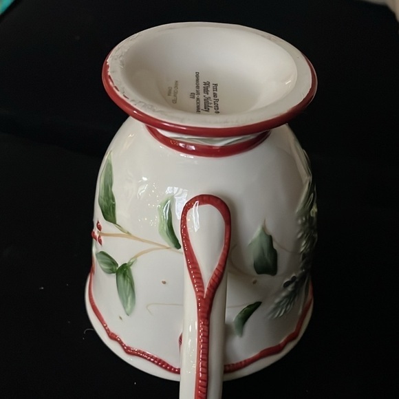 2 Mugs Winter Holiday by FITZ & FLOYD Ceramic 16oz. Cups Holly Berry gifts - Picture 7 of 10
